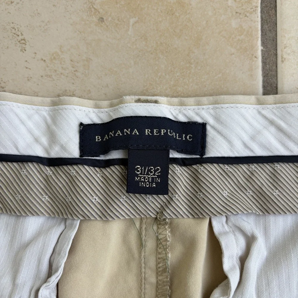 Vintage Banana‎ Republic Pants Mens 31x32 Beige Pinstriped Relaxed Fit Chino Y2K